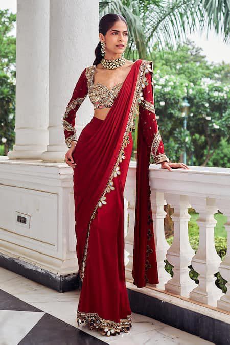 Rubellite Radiance Ready To Wear Saree