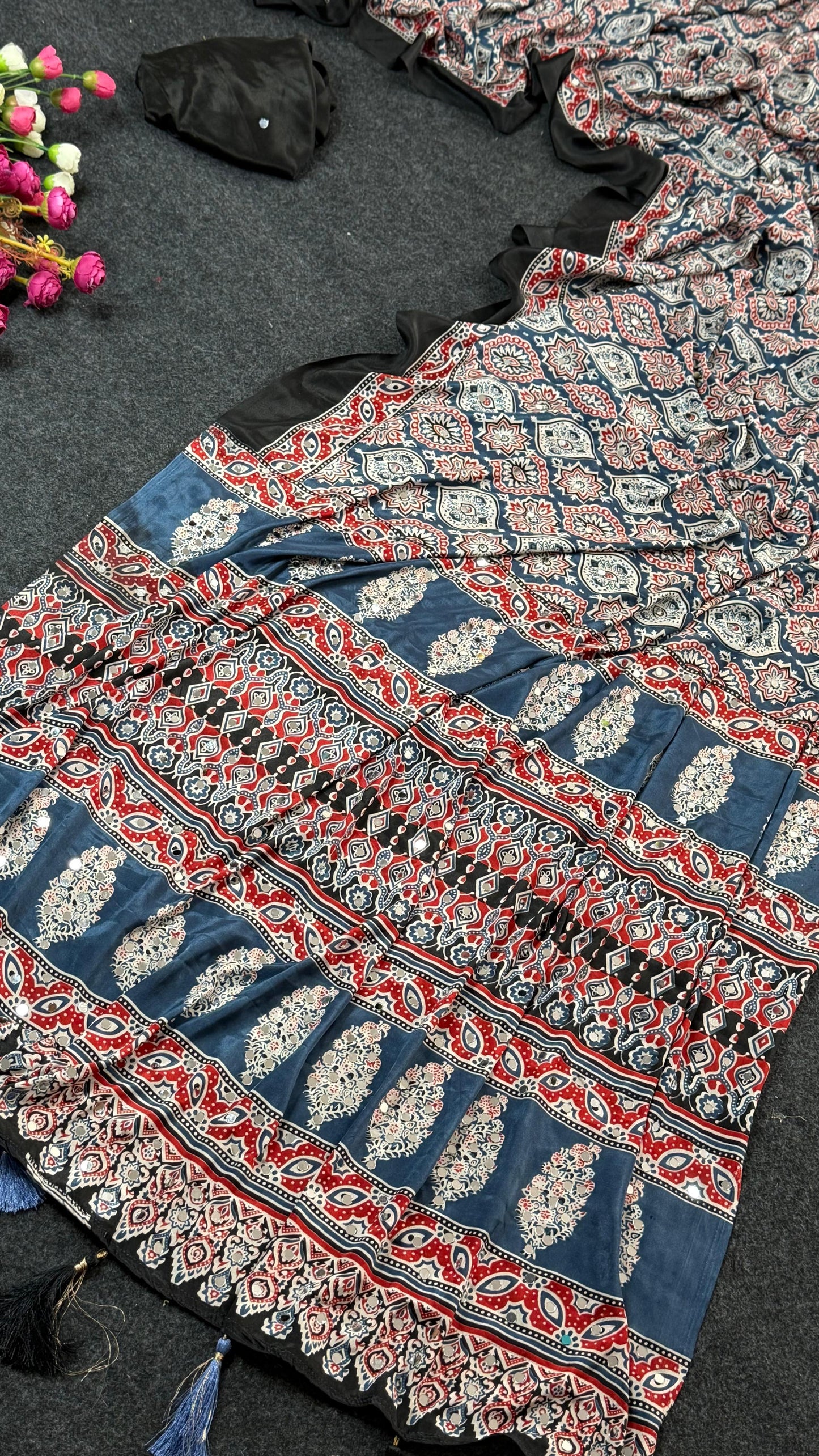 Ajrakh Prism Saree