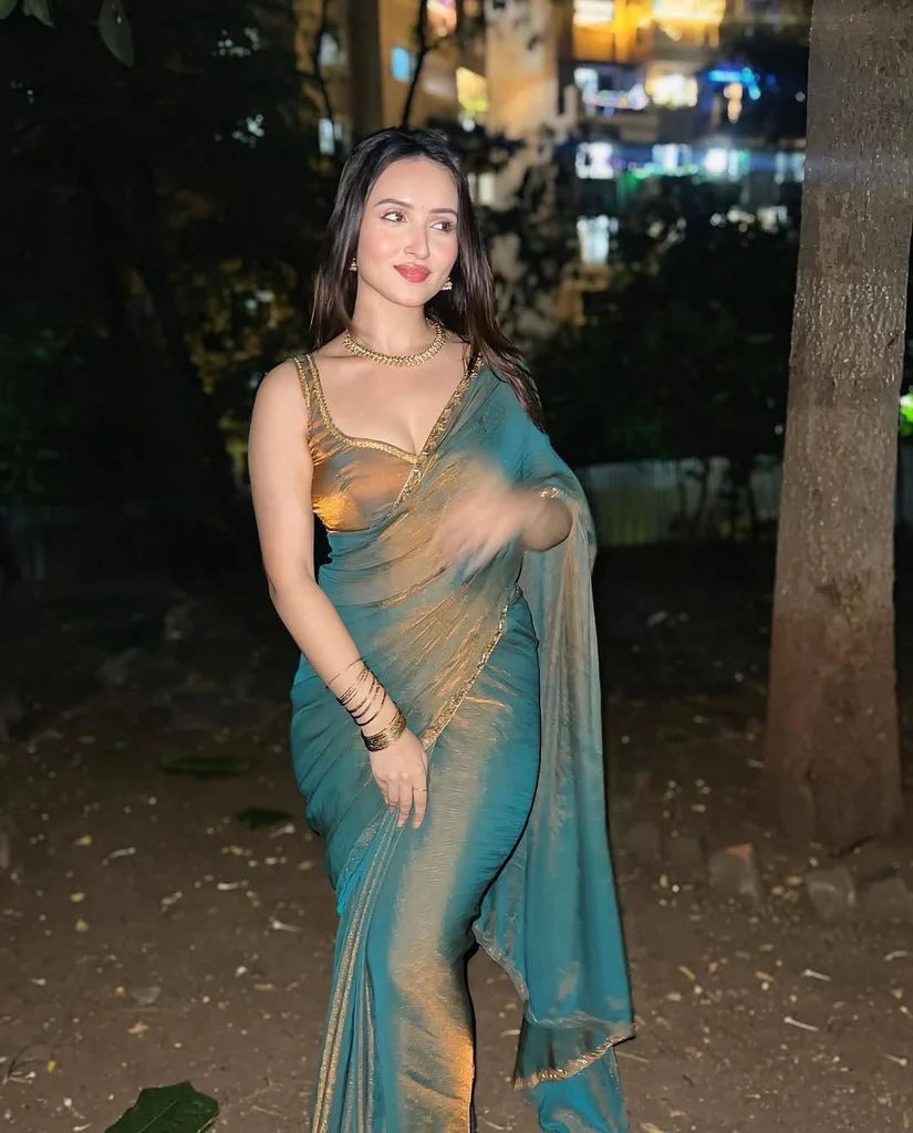 Aqua Marble Ready To Wear Chiffon Saree