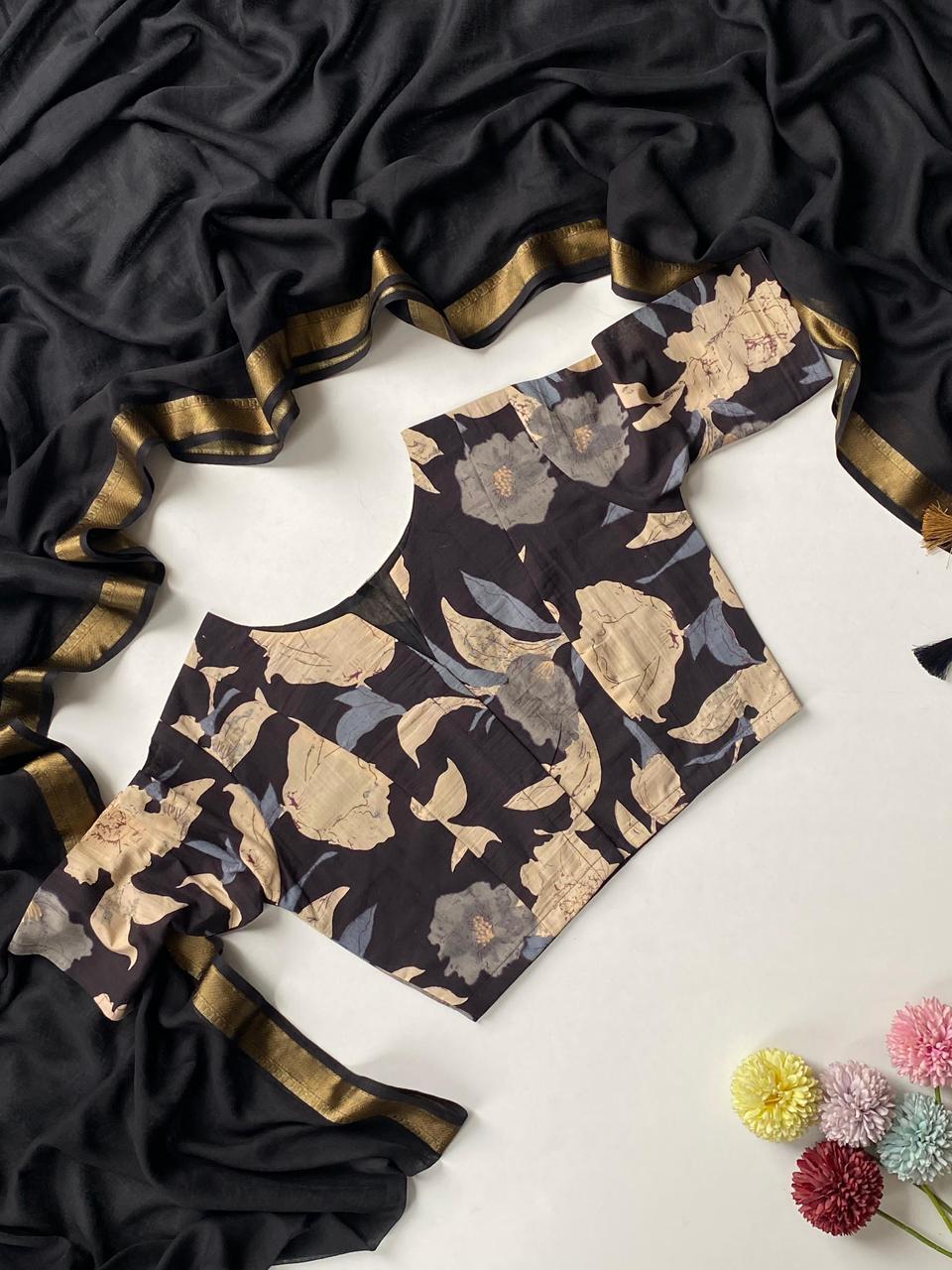 Rangrez Black Mul Saree