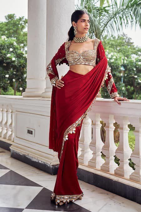 Rubellite Radiance Ready To Wear Saree