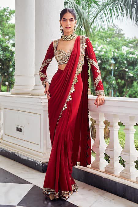Rubellite Radiance Ready To Wear Saree