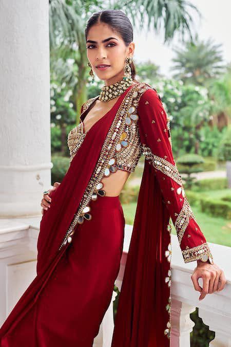 Rubellite Radiance Ready To Wear Saree