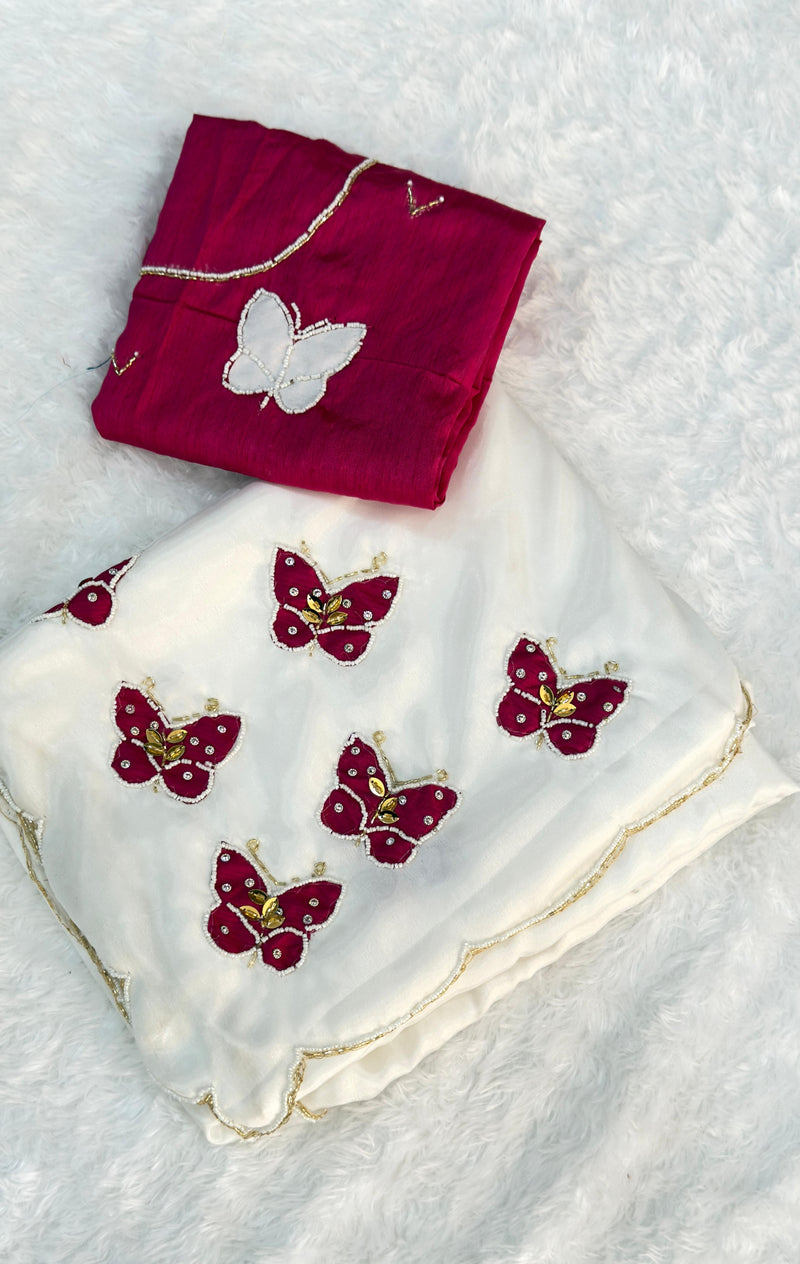 Butterfly Chiffon Saree