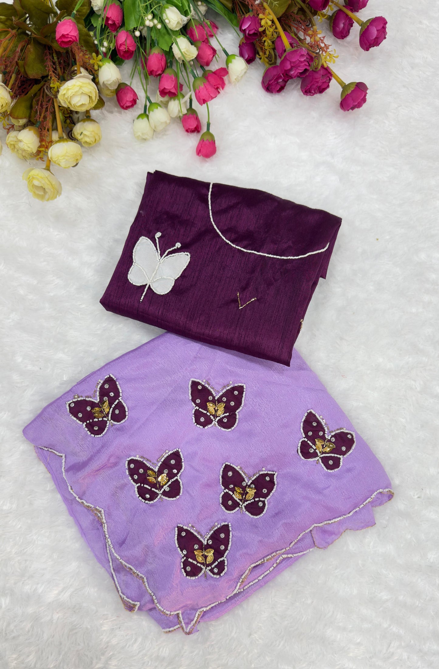 Butterfly Chiffon Saree