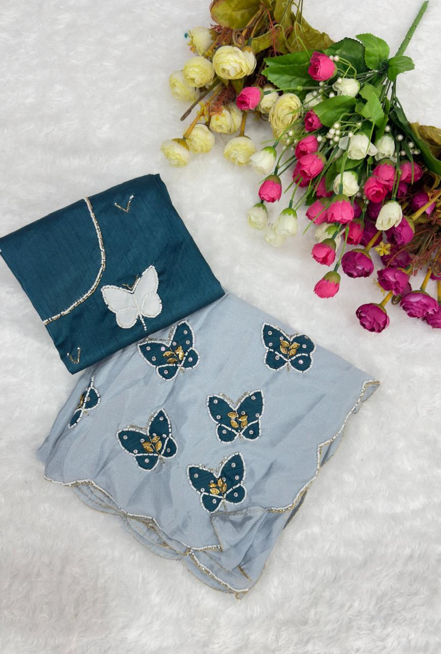 Butterfly Chiffon Saree