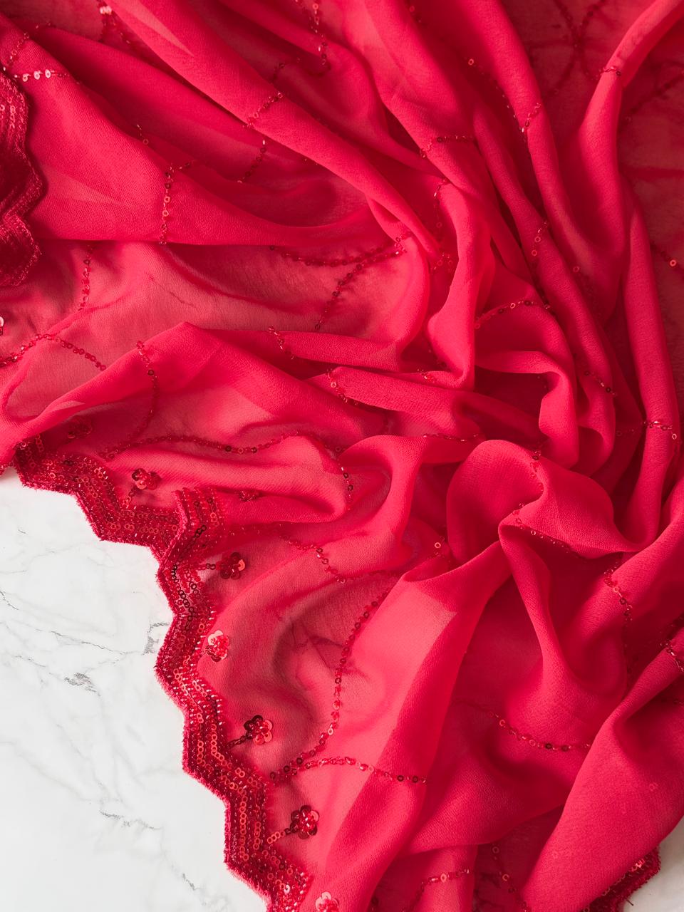 Crimson Lace Saree