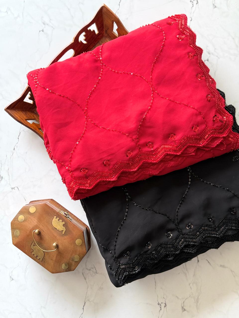 Crimson Lace Saree