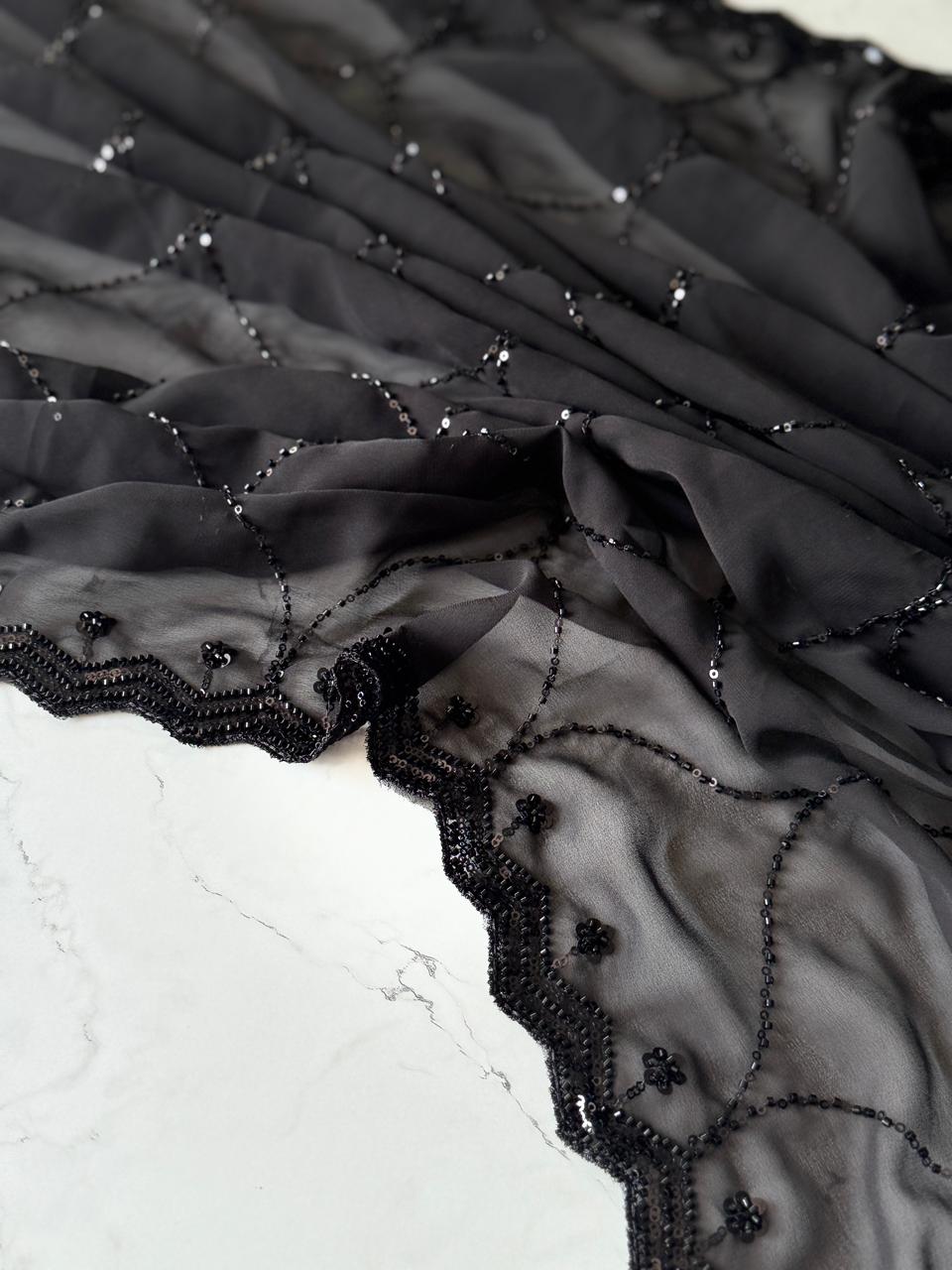Crimson Lace Saree