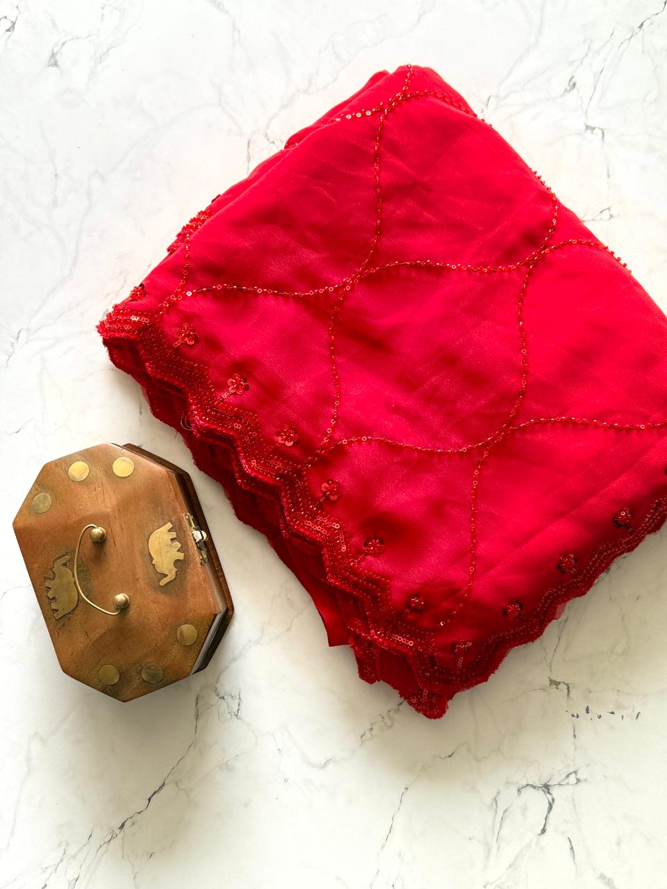 Crimson Lace Saree