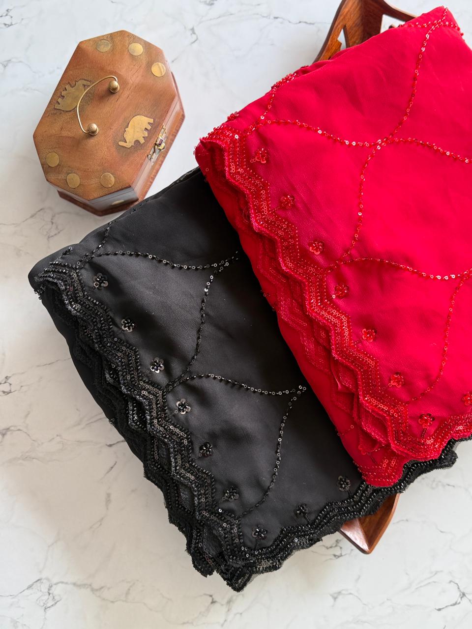 Crimson Lace Saree