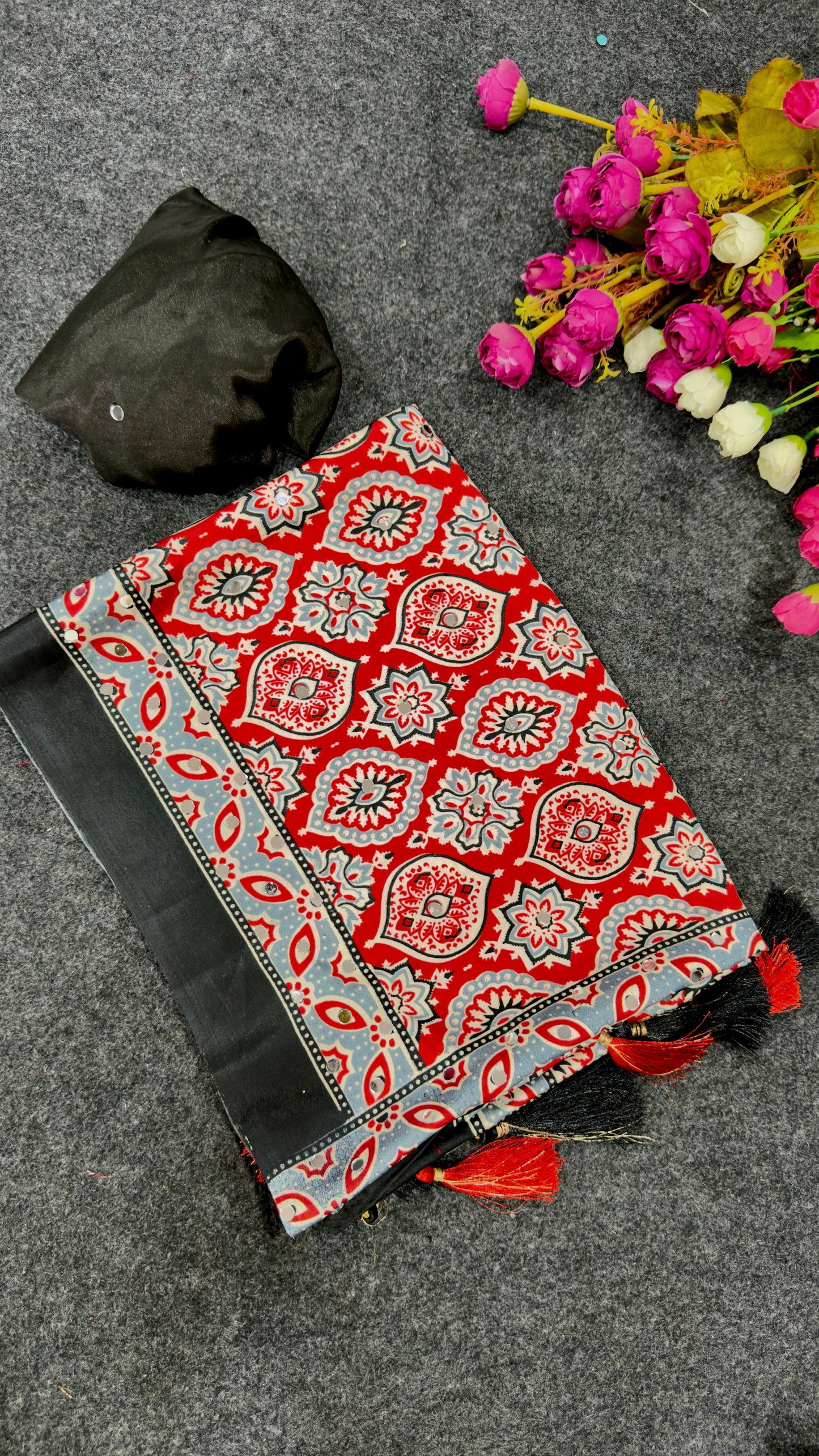 Ajrakh Prism Saree