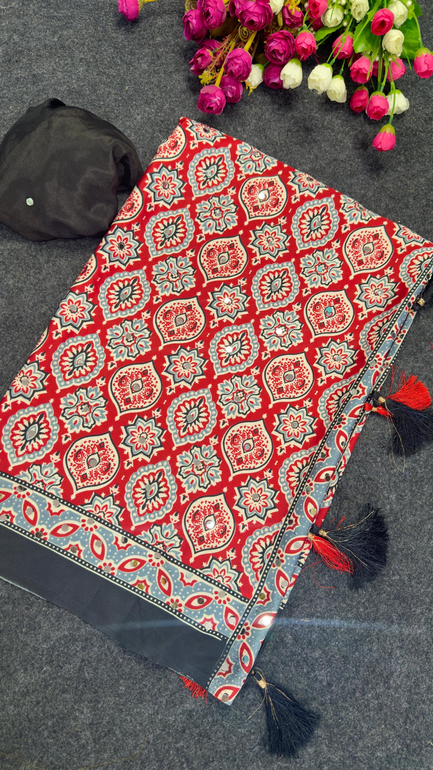 Ajrakh Prism Saree