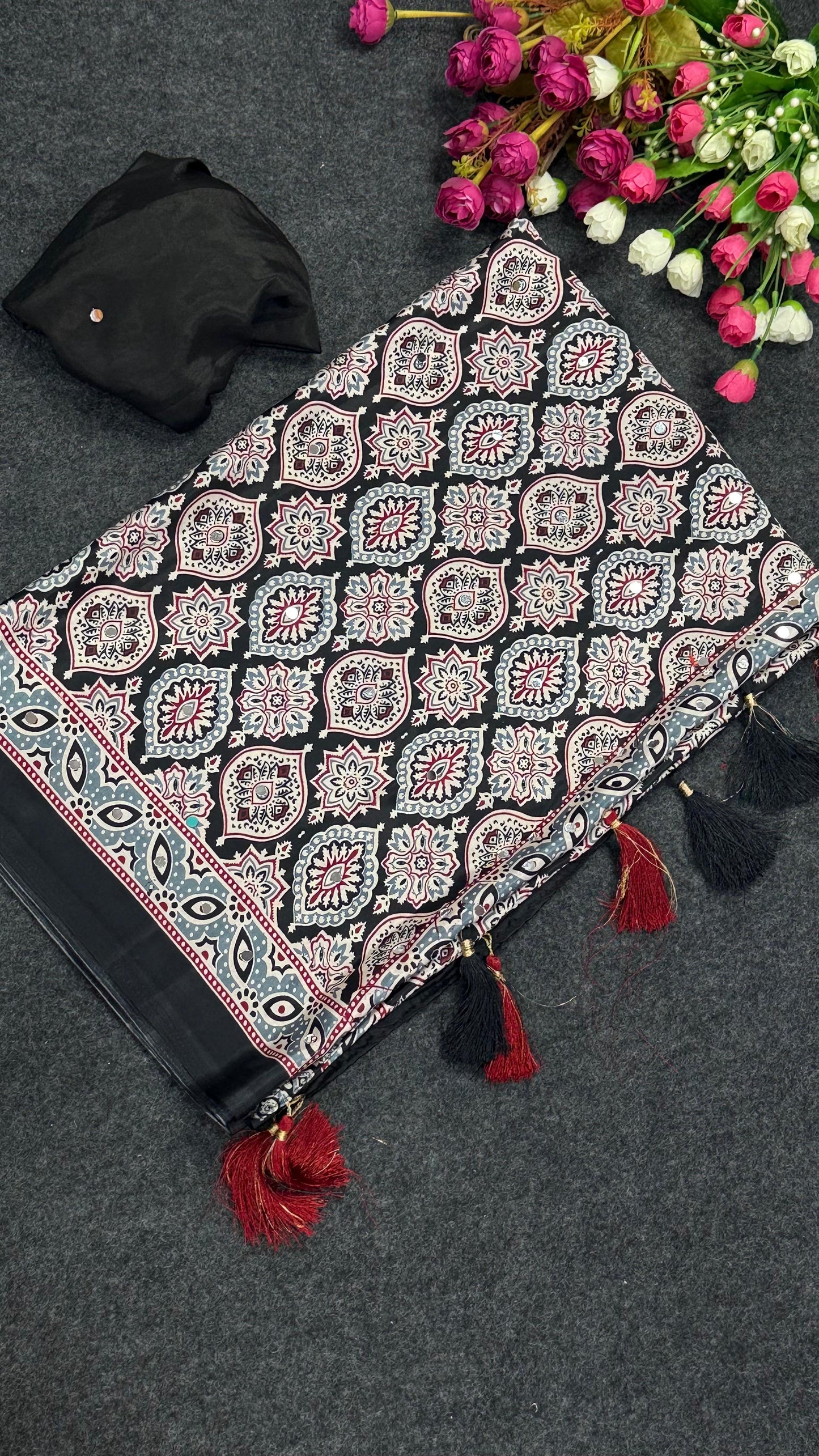 Ajrakh Prism Saree