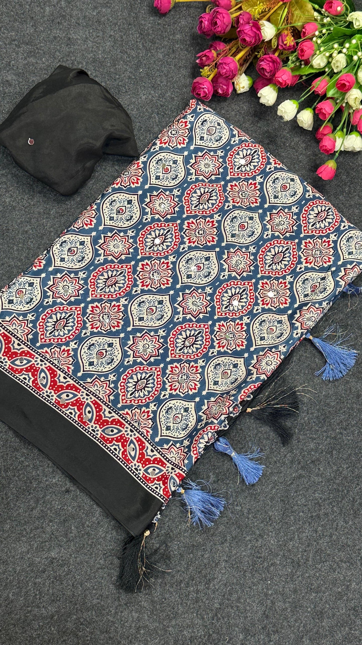 Ajrakh Prism Saree
