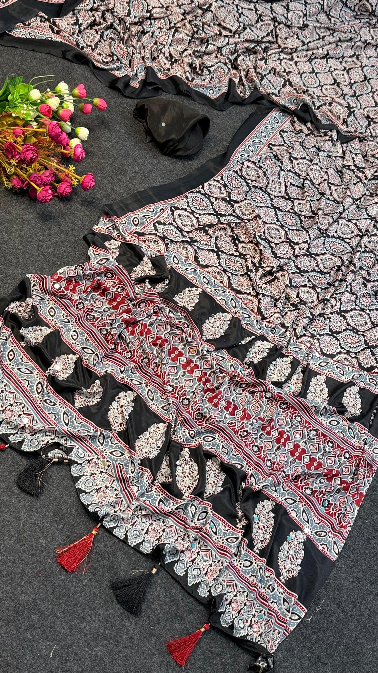 Ajrakh Prism Saree