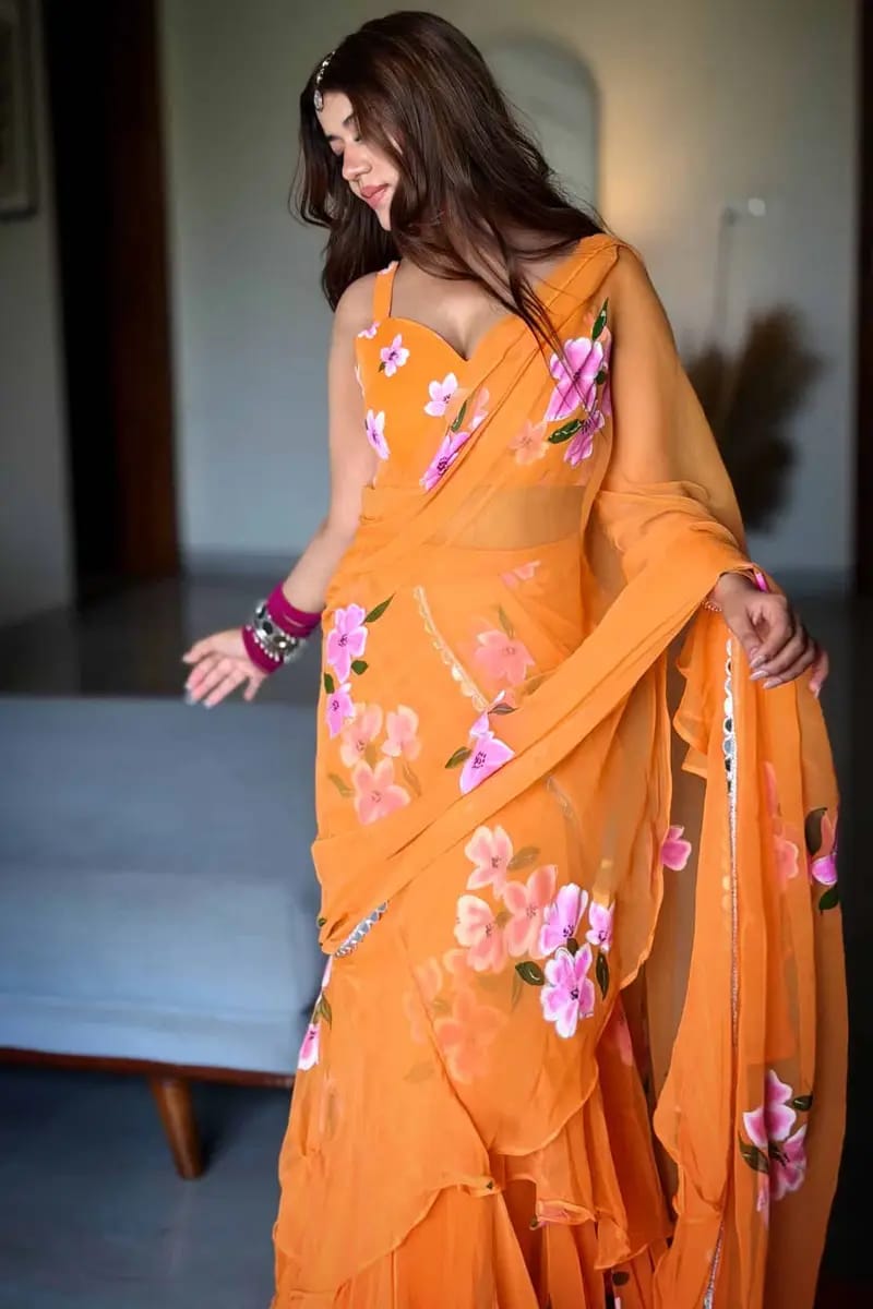 Kinkini Weaves Ready to Wear Lehenga Saree