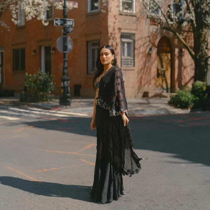 Midnight Blossom Ready To Wear Saree