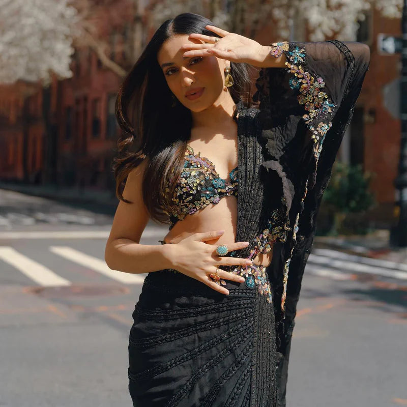 Midnight Blossom Ready To Wear Saree