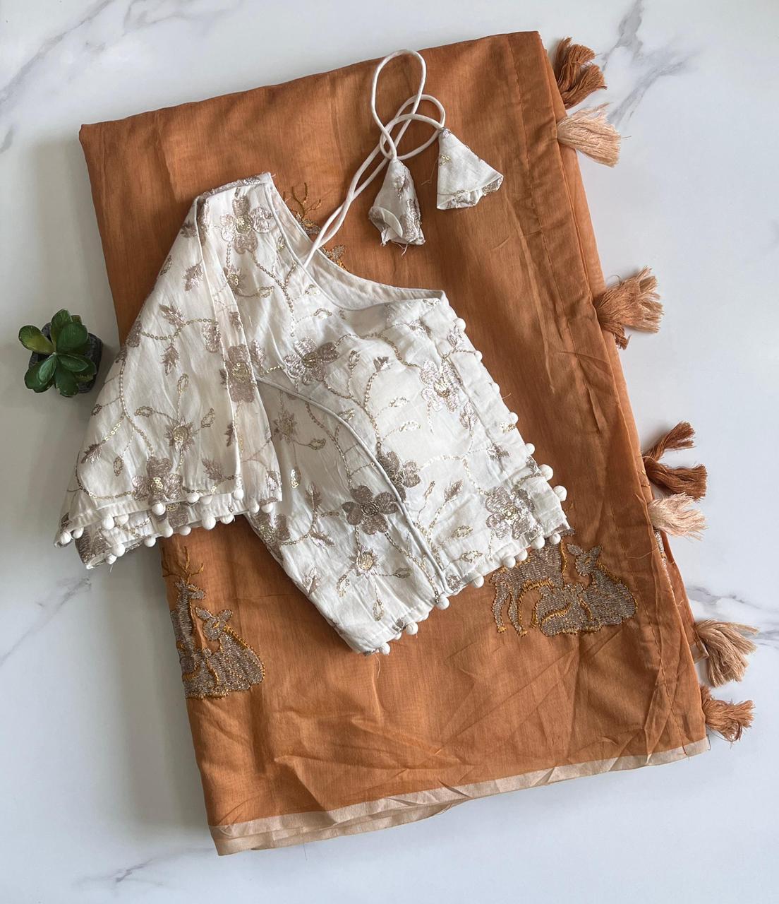 Deer Motif Handloom Saree