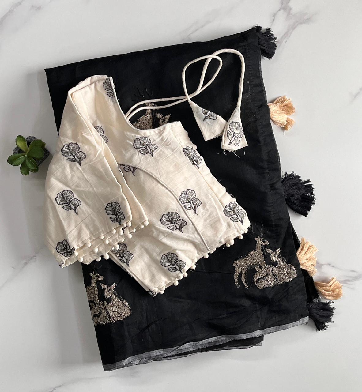 Deer Motif Handloom Saree