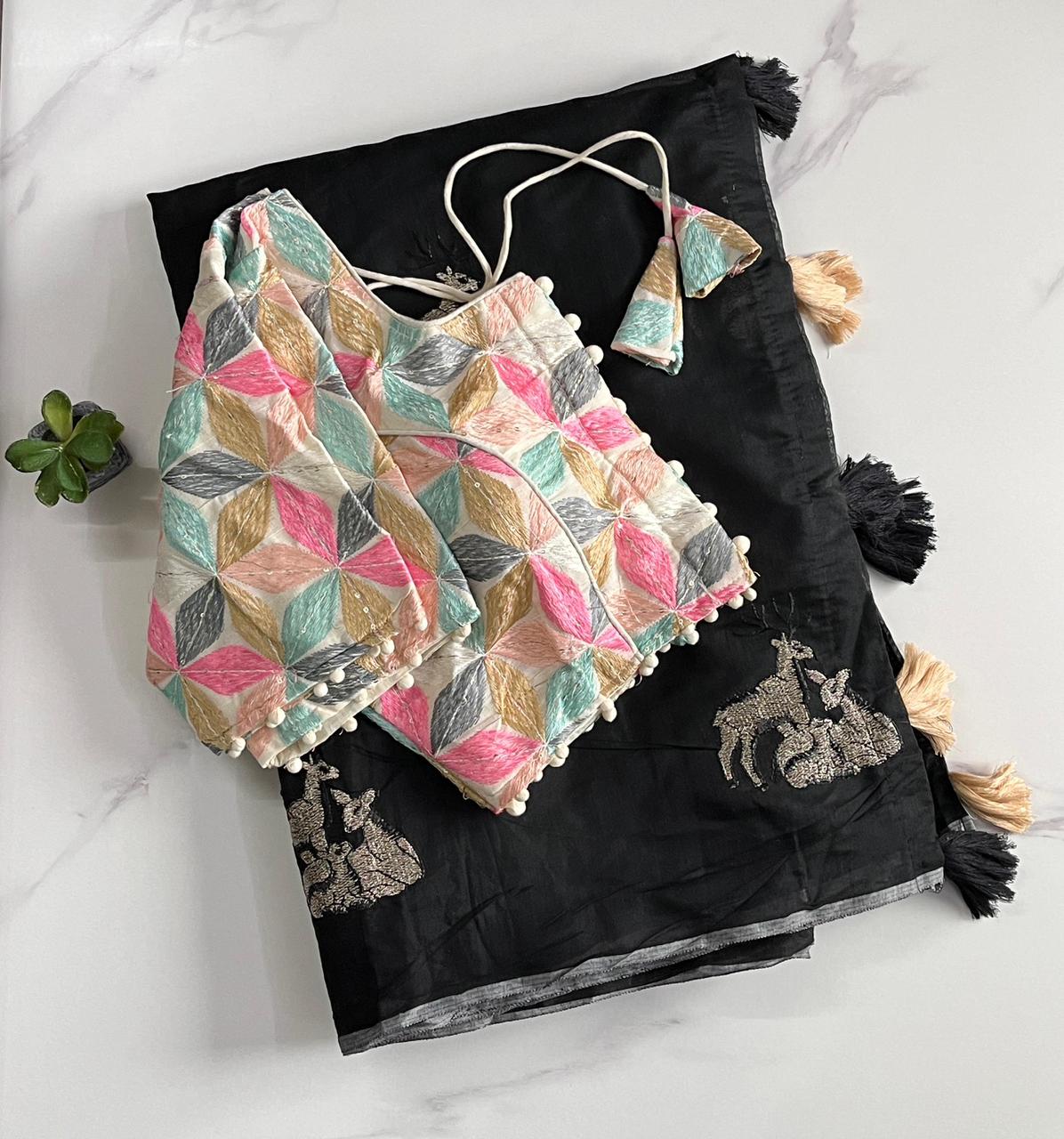 Deer Motif Handloom Saree