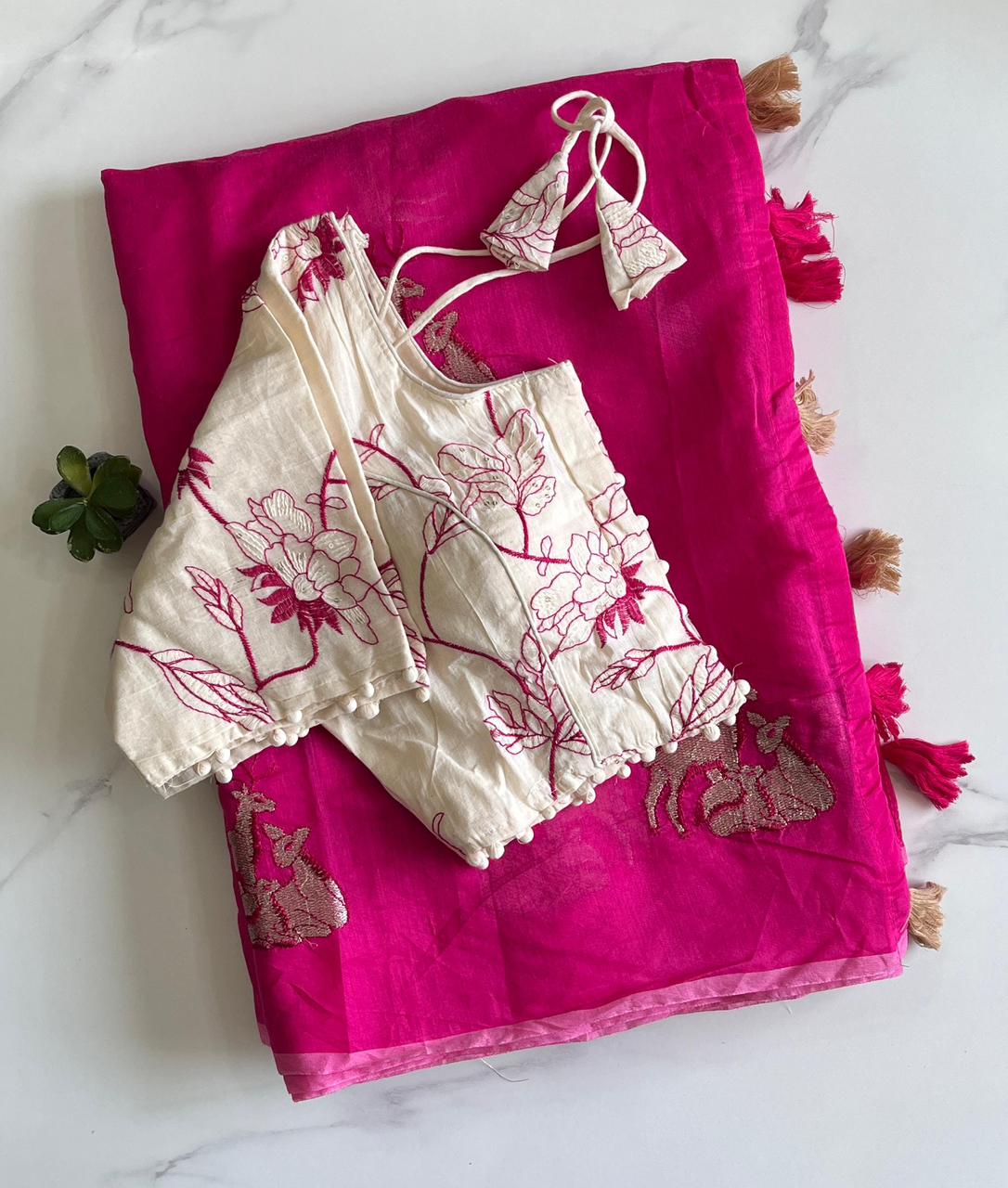 Deer Motif Handloom Saree