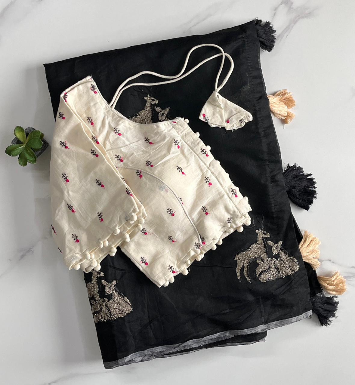 Deer Motif Handloom Saree