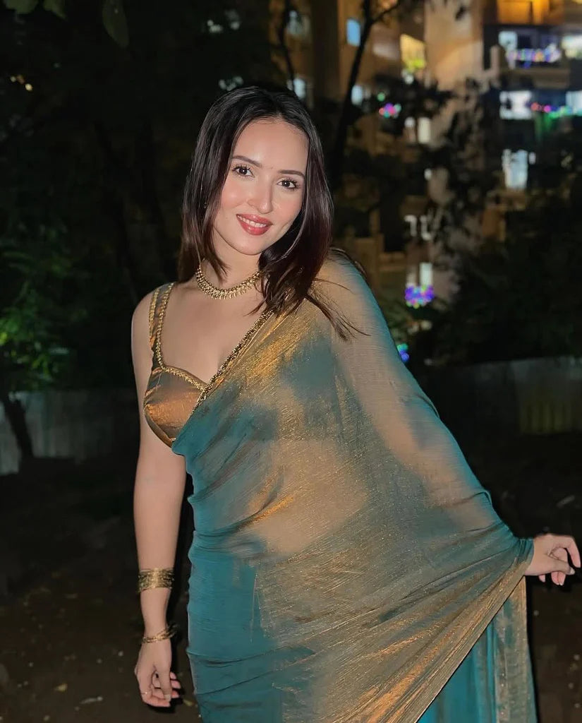 Aqua Marble Ready To Wear Chiffon Saree